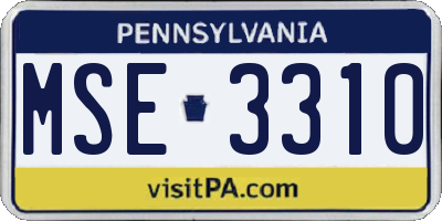 PA license plate MSE3310