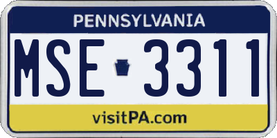 PA license plate MSE3311