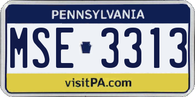 PA license plate MSE3313