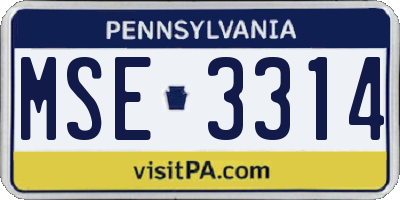 PA license plate MSE3314