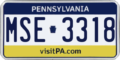 PA license plate MSE3318