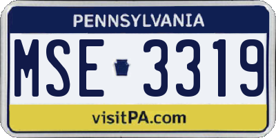 PA license plate MSE3319
