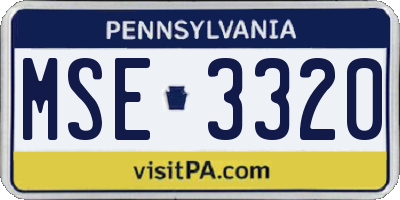 PA license plate MSE3320