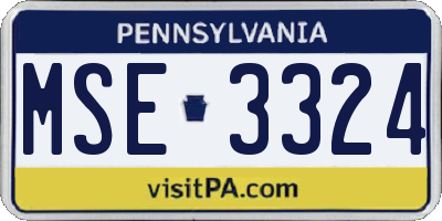 PA license plate MSE3324