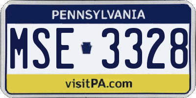PA license plate MSE3328
