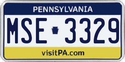 PA license plate MSE3329