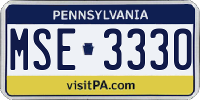 PA license plate MSE3330
