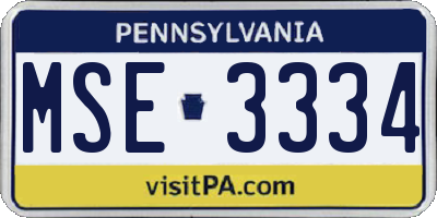 PA license plate MSE3334
