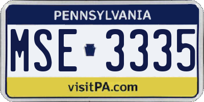 PA license plate MSE3335