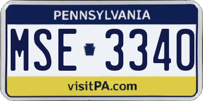 PA license plate MSE3340