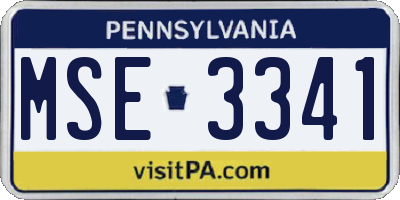 PA license plate MSE3341