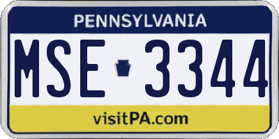PA license plate MSE3344