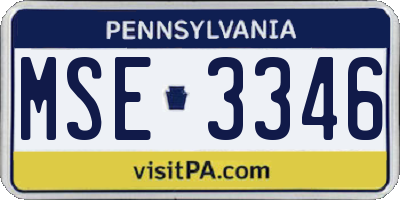 PA license plate MSE3346