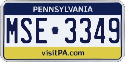 PA license plate MSE3349