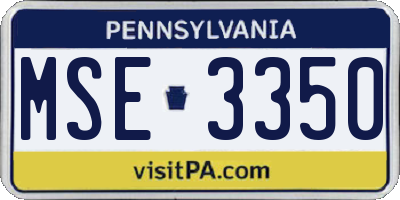 PA license plate MSE3350