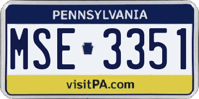 PA license plate MSE3351
