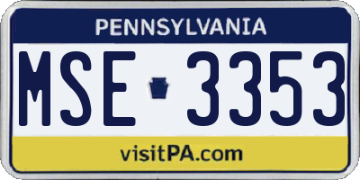 PA license plate MSE3353