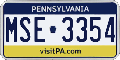 PA license plate MSE3354