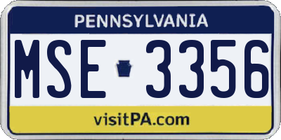 PA license plate MSE3356