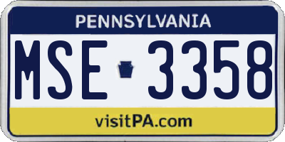 PA license plate MSE3358