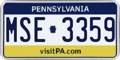 PA license plate MSE3359