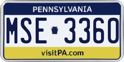 PA license plate MSE3360
