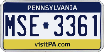 PA license plate MSE3361