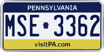 PA license plate MSE3362