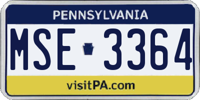 PA license plate MSE3364