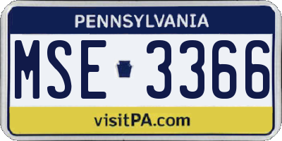 PA license plate MSE3366