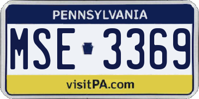 PA license plate MSE3369