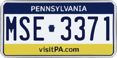 PA license plate MSE3371