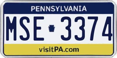 PA license plate MSE3374