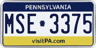 PA license plate MSE3375