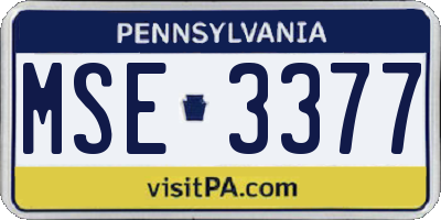 PA license plate MSE3377