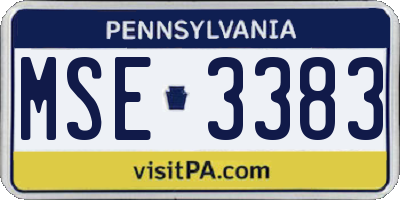 PA license plate MSE3383