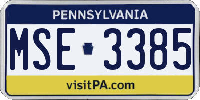 PA license plate MSE3385