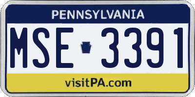 PA license plate MSE3391