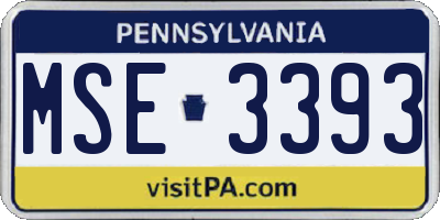 PA license plate MSE3393