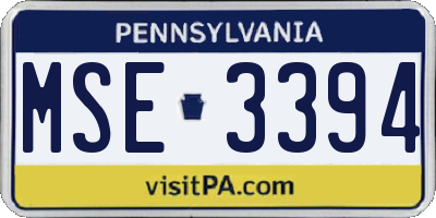 PA license plate MSE3394