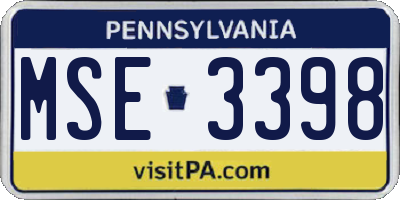 PA license plate MSE3398