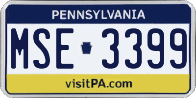 PA license plate MSE3399