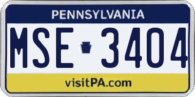 PA license plate MSE3404