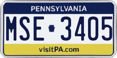 PA license plate MSE3405