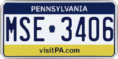 PA license plate MSE3406
