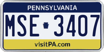 PA license plate MSE3407