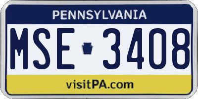 PA license plate MSE3408