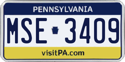 PA license plate MSE3409