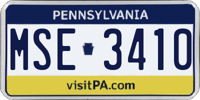 PA license plate MSE3410