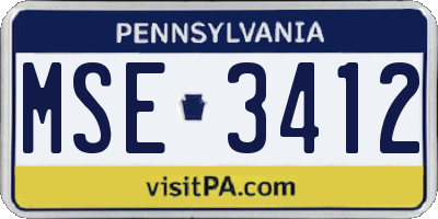 PA license plate MSE3412